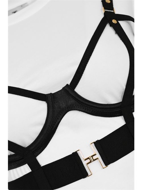 T-shirt in jersey di cotone con reggiseno in raso e tulle Elisabetta Franchi | MA02161E2392